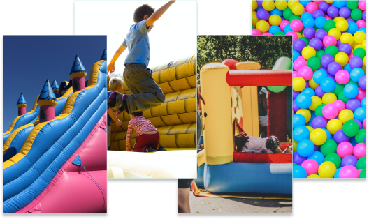 Children are playing, and bouncy house rentals are working efficiently with CRM