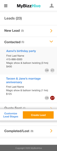 MyBizzHive’s leads management CRM for mobile-friendly preview