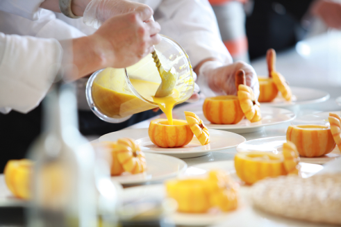 The pumpkin soup served in a pumpkin bowl-innovative catering service ideas grown by MyBizzHive CRM