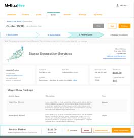 Quotes management dashboard MyBizzHive’s quotes management system to customize quotes